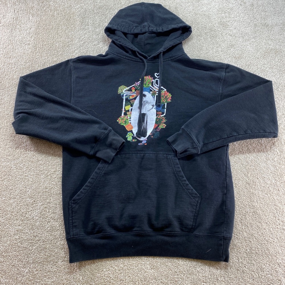 Harry Styles Hoodie Womens Medium Black Excellent 2022 Tour Flower House Graphic